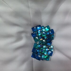 Vintage Clip on Blue and Turquoise Earrings